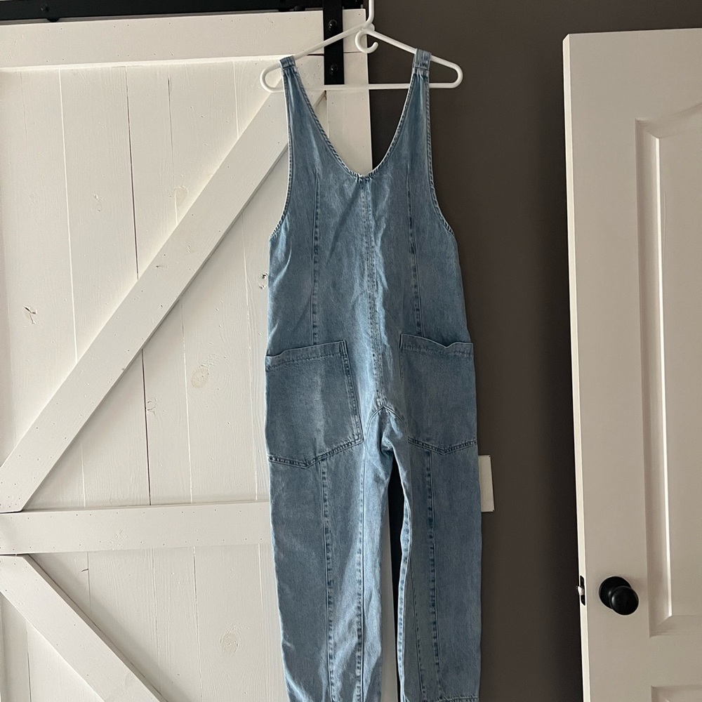 We The Free Light Blue Denim Jumpsuit